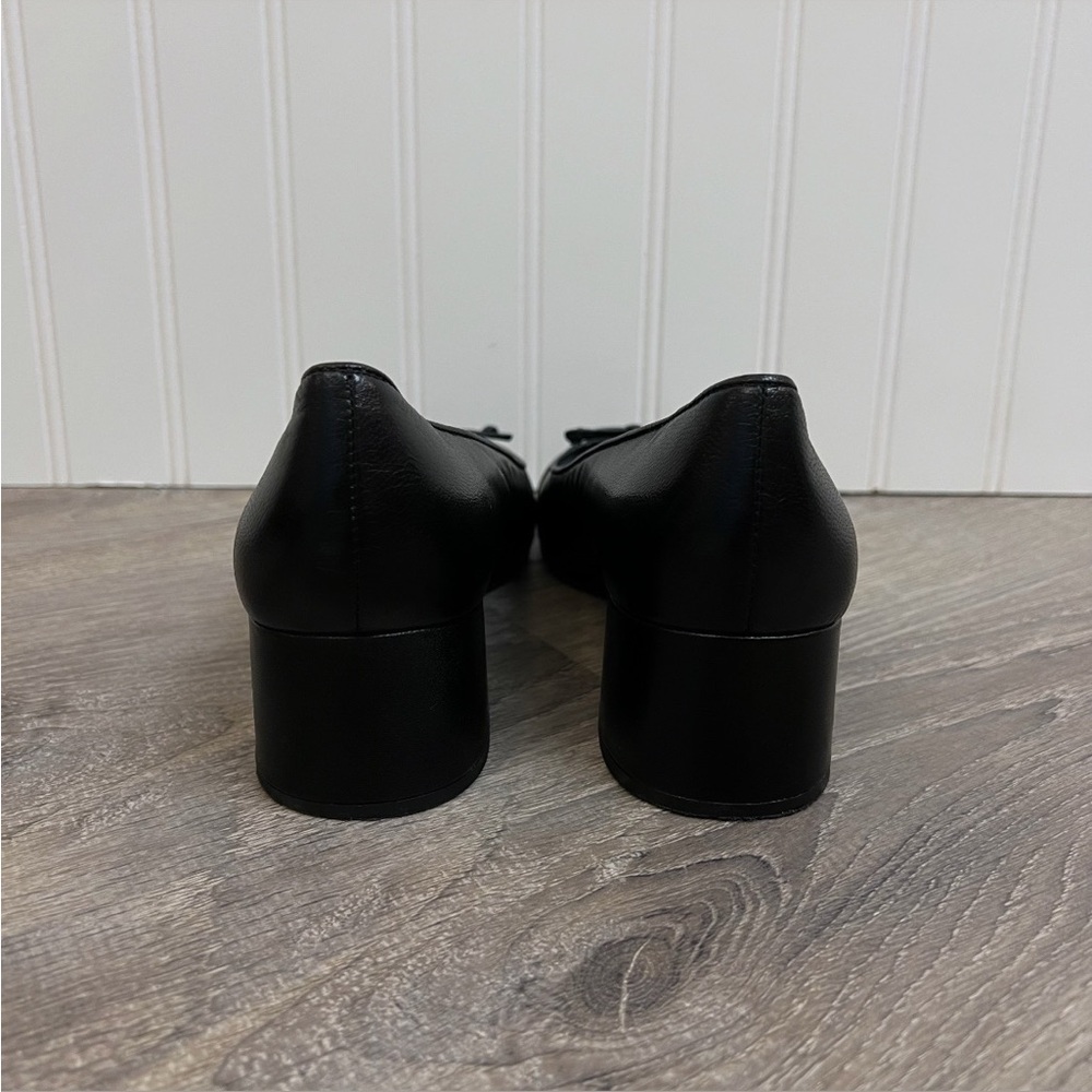 TORY BURCH Mixed Black Leather Cap-Toe Ballerina Block Pumps Size 7 - Picture 10 of 14